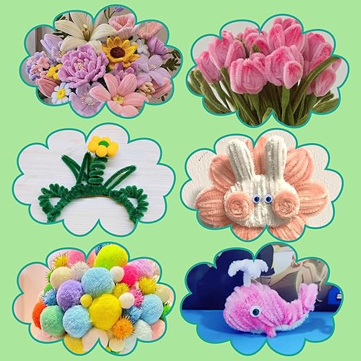 Zlulary Pipe Cleaners Craft, Pipe Cleaners Craft Supplies, Art and Crafts Kit with Instructions Arts Crafts Decorations