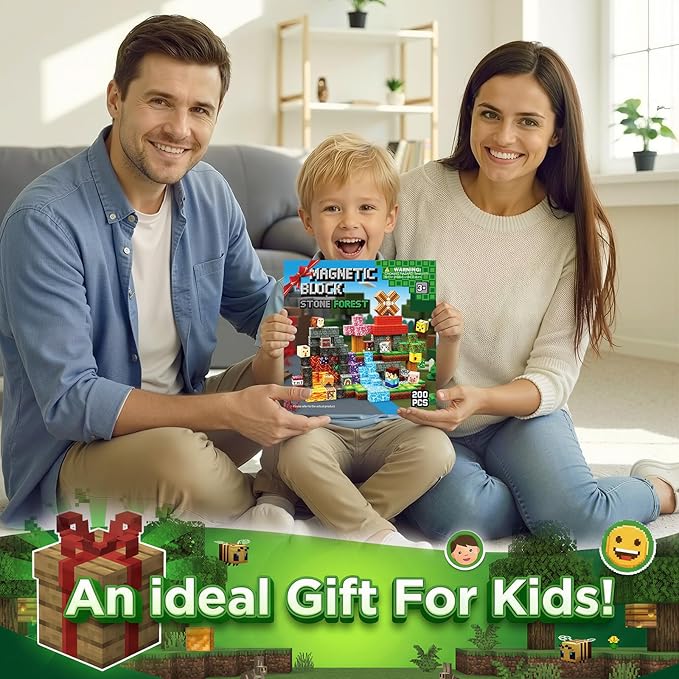 Magnetic Building Blocks, STEM Toys Educational Magnet Cubes for Kids Ages 4-12 (Rock Forest-200pcs)