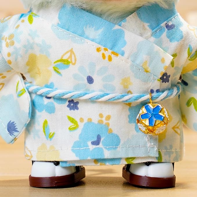 17cm Doll-Clothes-Set,Outfit Accessories Kimono Set for 6.7inch Dolls Boy, Kawaii Chic Style Flower Hairbow+Blue Clothing+Cute Mak+Clogs(NO Doll)