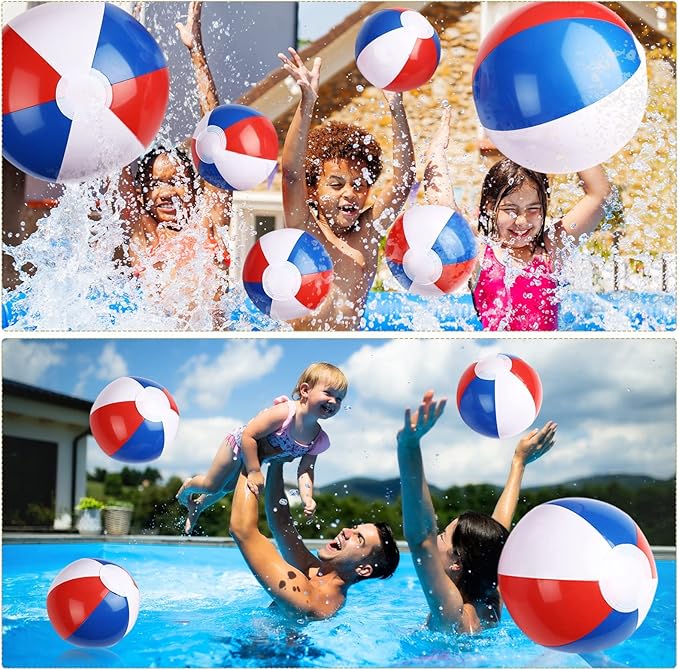 Zhanmai Patriotic Beach Ball Red White and Blue Inflatable Beach Balls 4th of July Party Favors 4-5 Inch 8-12 inch for Independence Day Party Favors for Kids Hawaiian,Summer Pool
