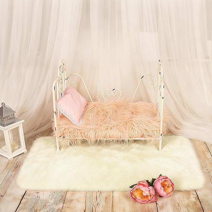 uxcell 3Pcs Dollhouse Miniature Carpet, 1:12 Fluffy Doll House Rugs Prop Small House Accessories for Doll House Furniture Decor Play, Khaki Oval
