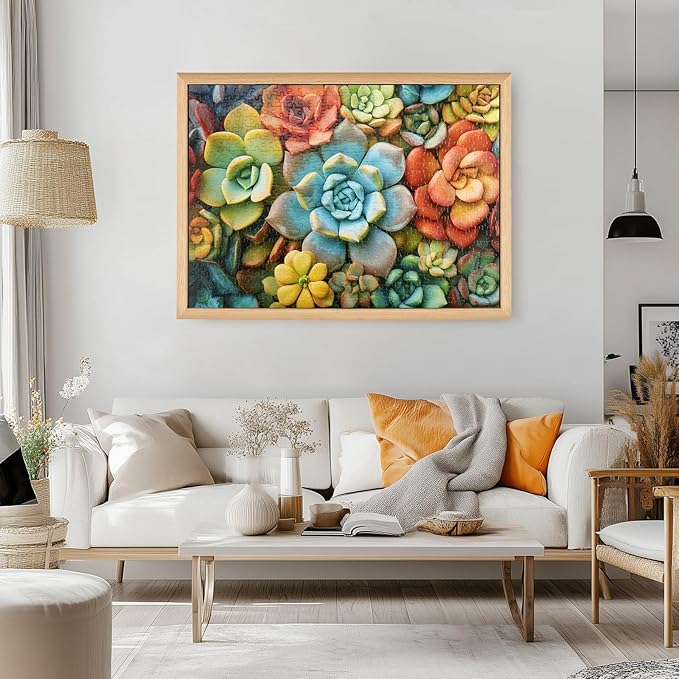 Motiloo Succulent Puzzle 500 Piece Jigsaw Puzzle for Adults -Colorful Succulent Plants Puzzle Perfect for Game Nights Family Holiday Jigsaw