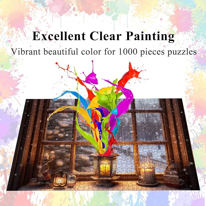 Puzzle for Adults, 1000 Pieces, Window in Winter with Poster, Pieces Fit Perfectly Inside Each Other, Letters on the Back, No Dust, Gift for Elderly Seniors (70 x 50 cm)