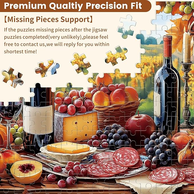 2 Pack Puzzles for Adults 500 Piece Winery & Seafood Dinner Jigsaw Puzzles for Adults, 500 Pieces Birthday Party for Family, Funny Puzzle, 20.5x15 in