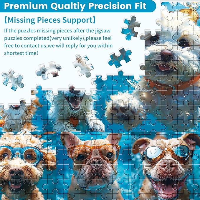 500 Piece Puzzle for Adults, Funny Puppy Animal Jigsaw Puzzles, Fun Cool Silly Puzzles with Underwater Dogs, 500 Pieces Birthday Party for Family Adult Funny Puzzle for Adults, 20.5×15 in