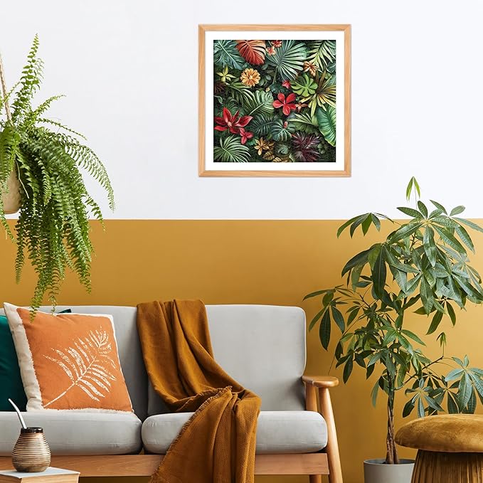 Jigsaw Puzzles for Adults 1000 Pieces, Tropical Rainforest Plants Square Challenging Unique Puzzle for Game Night Family Home Decor, 24x24 Inches, FernLeaf