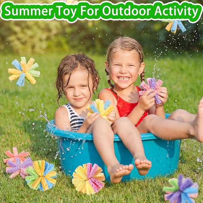 100 Pcs Reusable Water Balls for Outdoor Water Sponges Kids Games Toys Soft Quick Soak Pool Fight Toys for Summer Activities Backyard Trampoline Beach Party (Mix Color)