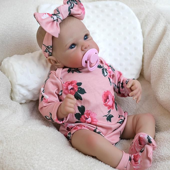 FOCKOF Realistic Reborn Baby Dolls-18 Inch Real Life Baby Dolls Girl Lifelike Baby Doll with Accessories for 3+ Years Old (Red)