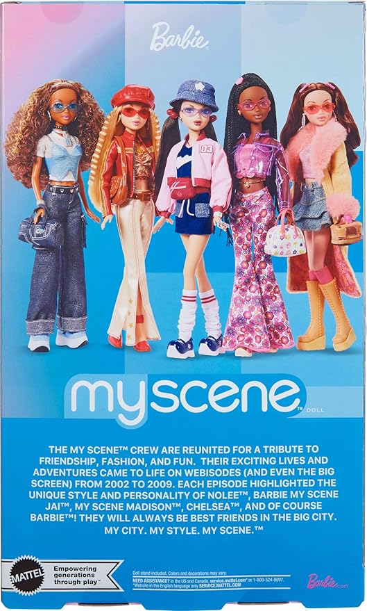 Barbie Signature My Scene Nolee Doll and Accessories, Y2K-Inspired Outfit with Sporty Matching Set, Cropped Jacket, Leg Warmers and Doll Stand