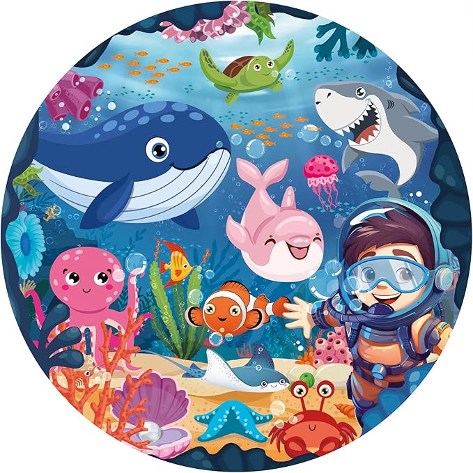 TALGIC Puzzles for Kids Ages 4-6, Large 70 Piece Round Ocean Floor Puzzles, Kids Puzzles 4-6 with Colorful Underwater World, Educational Learning Toys for 3, 4, 5, 6, 7, 8