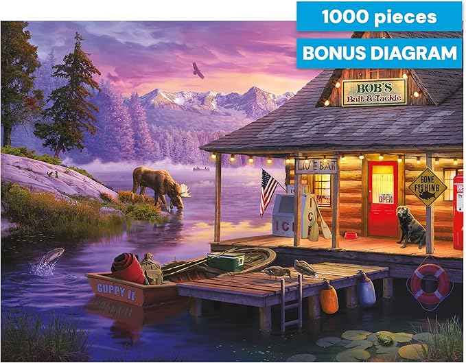 Buffalo Games - David Stevenson - Bob's Bait & Tackle - 1000 Piece Jigsaw Puzzle for Adults Challenging Puzzle Perfect for Game Nights - Finished Puzzle Size is 26.75 x 19.75