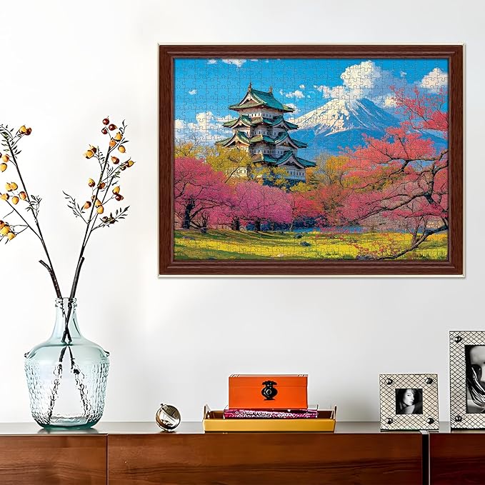 Puzzles for Adults 500 Pieces,Snow Mountain Jigsaw Puzzles 500 Pieces,Japanese Cherry Blossom 500 Piece Puzzles for Adults Funny Jigsaw Puzzle Family Activity Game Nights Gift Toy