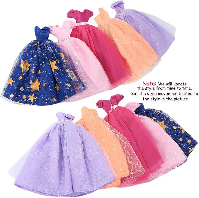BJDBUS 5 Pcs Handmade Wedding Dress Party Gown for 11.5 Inch Girl Doll Clothes Accessories Random Clothing Set