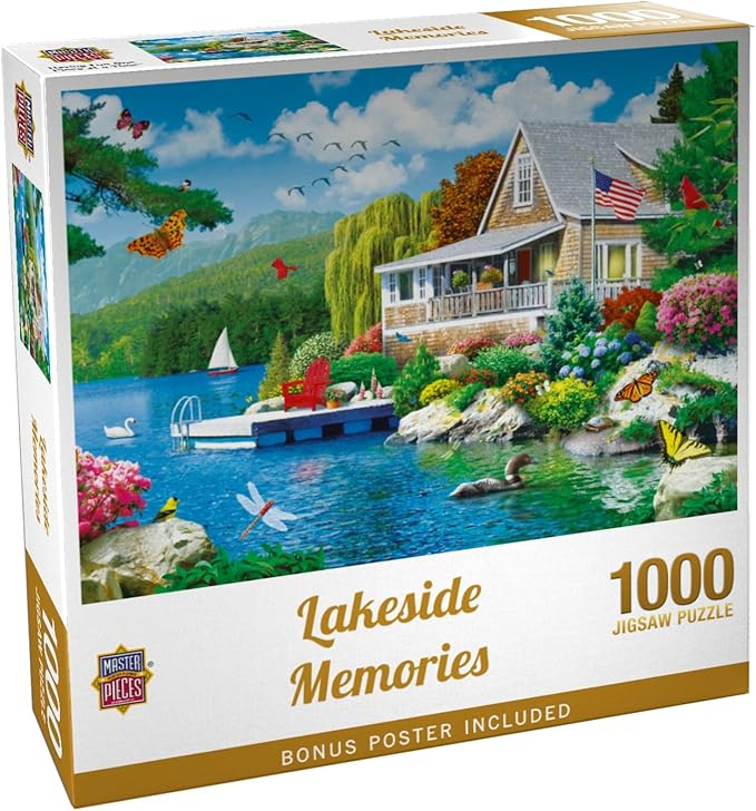 Masterpieces Jigsaw Puzzle 1000 Pieces - Lakeside Memories - Puzzles for Adults - 19.25"x26.63" - Unisex Adult