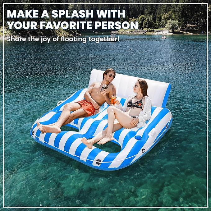 Inflatable Pool Lounger Float for Adults, Large Pool Floats Chair Lounge with Handles and Cup Phone Holder, Water Float Tanning Pool Party Toys for Outdoor, Beach, Swimming Pool, Lake, River