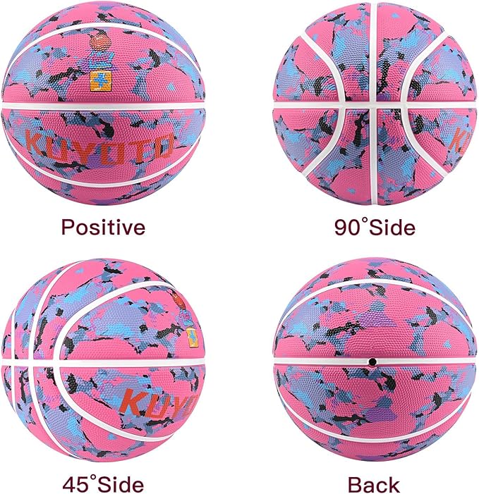 KUYOTQ Kids Youth Adult Size 3/4/5/6/7 (22/25.5/27.5/28.5/29.5") Basketball Premium Rubber or Faux Leather Basketball Indoor Outdoor Basketball for Boys Girls Womens Mens Basketball Gifts (Deflated)