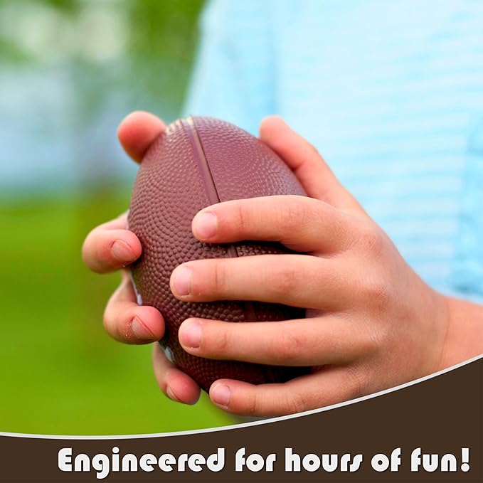 3 Pack of Mini Foam Footballs for Kids - Small, Tiny Football 4.75" in Length - Little Toy Football