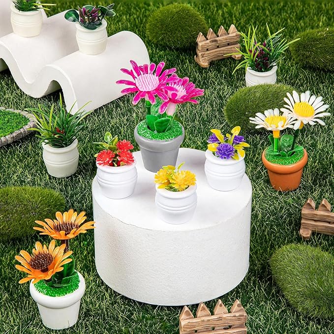 26Pcs Dollhouse Plant, Miniature Bonsai Plant Mini Potted Plants Flower for Dollhouse Decoration, Christmas Birthday Present DIY