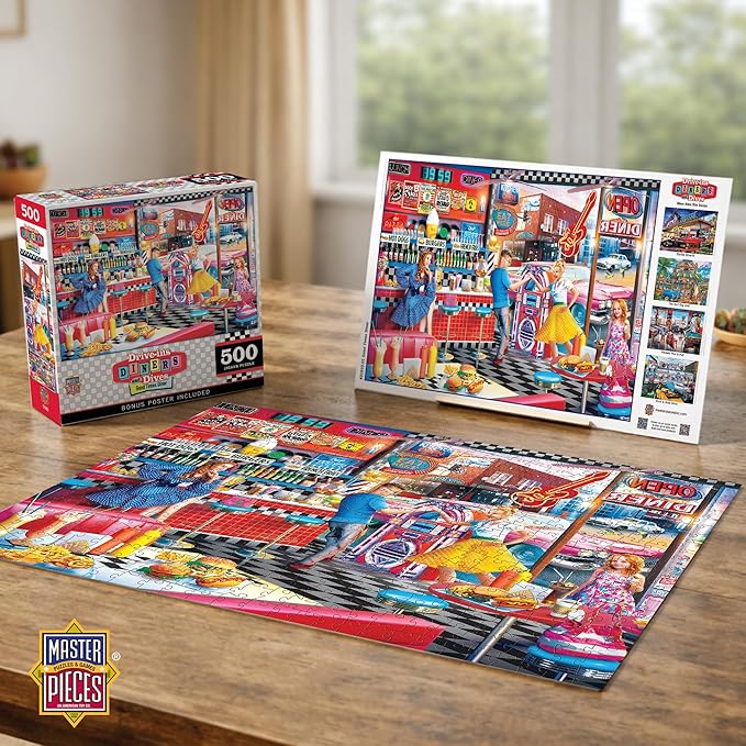 MasterPieces 550 Piece Jigsaw Puzzle for Adults, Family, Or Youth - Good Times Diner - 18"x24"