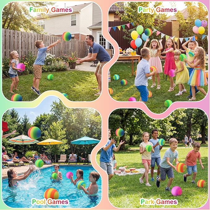 Vinsot 12 Pack 8.5 Inch Playground Balls Kickball Bulk, Bouncy Balls for Kids Inflatable Bouncing Handball with Hand Pump for Indoor Outdoor Games