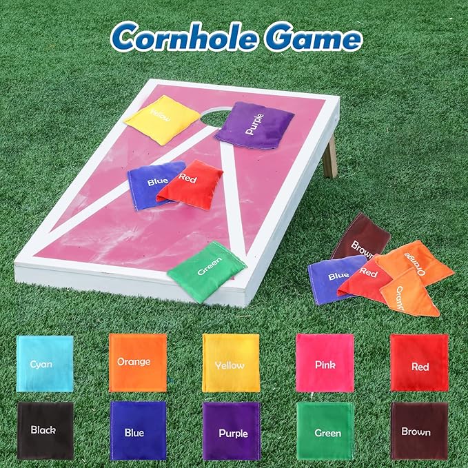 Sotiff 20 Pcs Small Bean Bags for Tossing Educational Cornhole Bags Bulk Mini Educational Learn Colors Toss Toy Cornhole Game Throwing Sack for Outdoor Indoor Hand Toss Sports Activities(Words)