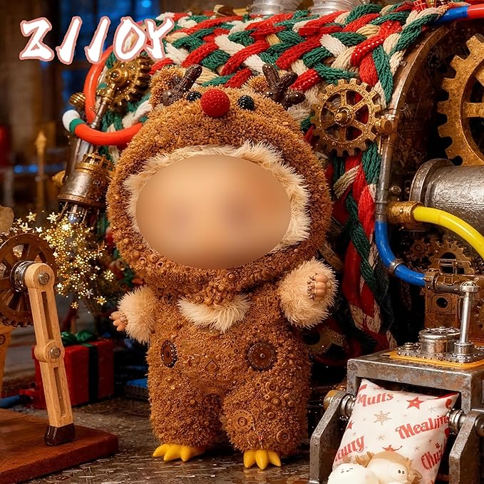 Doll Outfit 17cm (6.69in) or 15cm (5.91in) Dolls(NO Doll) for Labubu Clothes Outfit with Accessories Christmas Reindeer Stylish Dress Up Suit Set for Labubu