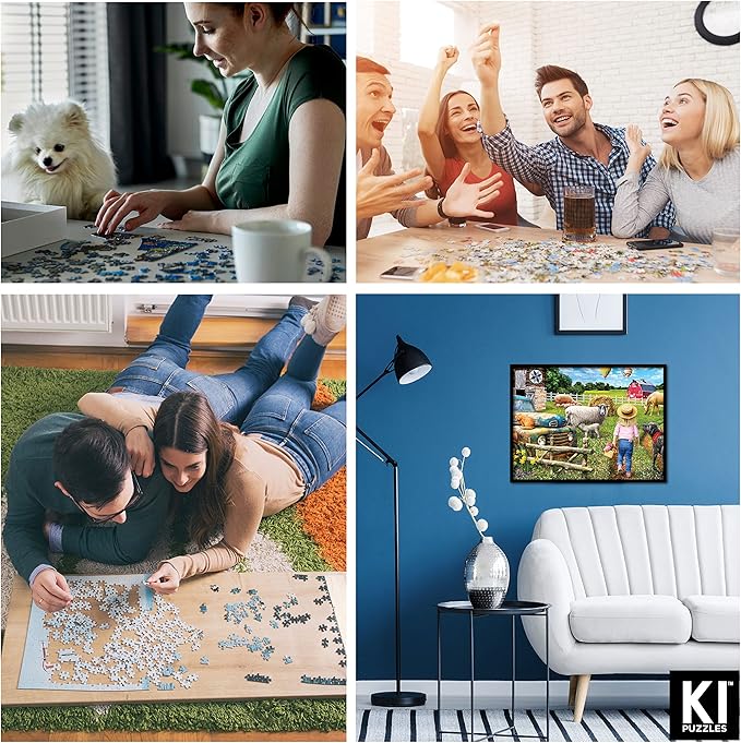 Best Pals 750 Piece Jigsaw Puzzle for Adults – 27x20 Inch Whimsical Farm Animal Scene by Sharon Steele – Challenging Country Puzzle with Poster – Fun and Difficult Gift Idea for Puzzle Lovers