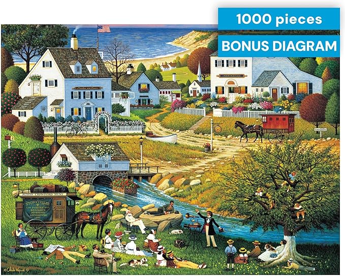 Buffalo Games - 1000 Piece Jigsaw Puzzle Charles Wysocki Hound of The Baskervilles, Made in USA, Premium Recycled Board, Reference Diagram