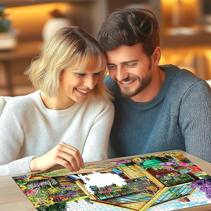 1000-Piece Garden Shed Greenhouse Jigsaw Puzzle for Adults – Vibrant Floral & Tool Scene, Stress-Relieving Relaxation Activity (27.56" x 19.69")