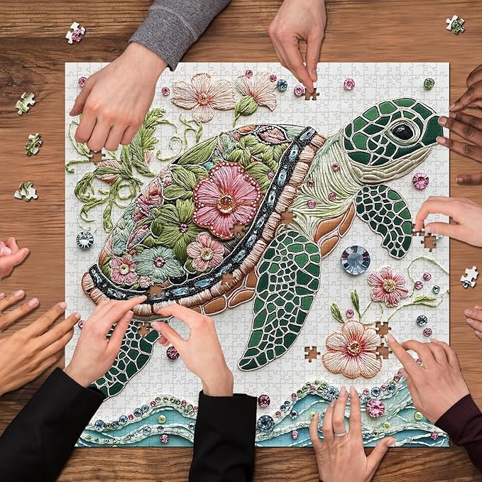 Sea Turtle 1000 Piece Puzzle for Adults, PICKFORU Wave Spirit Jigsaw Puzzle 1000 Pieces, Nature Animal Art Puzzles as Home Decor