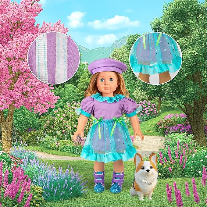 WONDOLL 18-inch-Doll-Clothes and Accessories -Travel-Suitcase Luggage, Clothes and Shoes, Handbag, Berets,Passport, Notebook, Travel Gear Play Sets(No Doll)