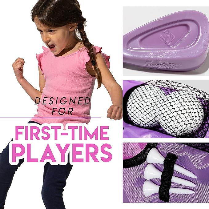 Franklin Sports Kids Golf Set - Youth Adjustable Plastic Golf Club Set - Kids Plastic Golf Set with Bag & Balls - Adjustable Length Clubs for Toddlers - Pink