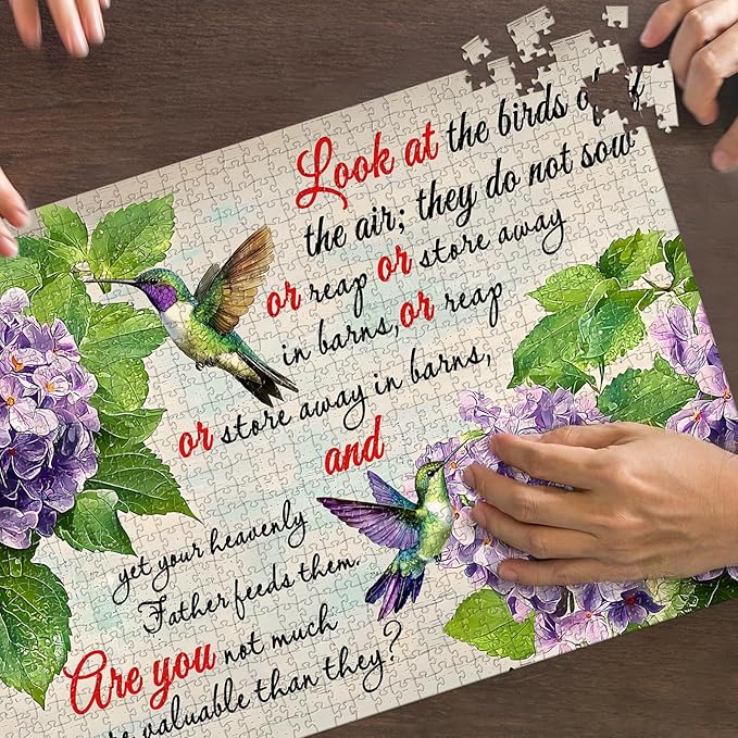 Puzzles for Adults 1000 Pieces, Christian Bible Jigsaw Puzzles - Hummingbird's Whisper, Impossible Christian Bible Puzzle for Seniors Families, 27.56x19.69 Inches, 1:1 Poster, Letter on The Back