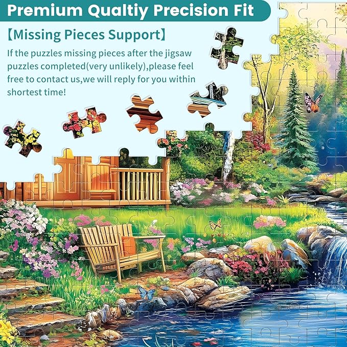 500 Pieces Jigsaw Puzzles for Adults, Forest Cabin Puzzle for Adults Seniors, River Flowers Puzzle 500 Pieces, Gift for Birthday, Home Decor, Fun for Family Entertainment(20.5 * 15 in)