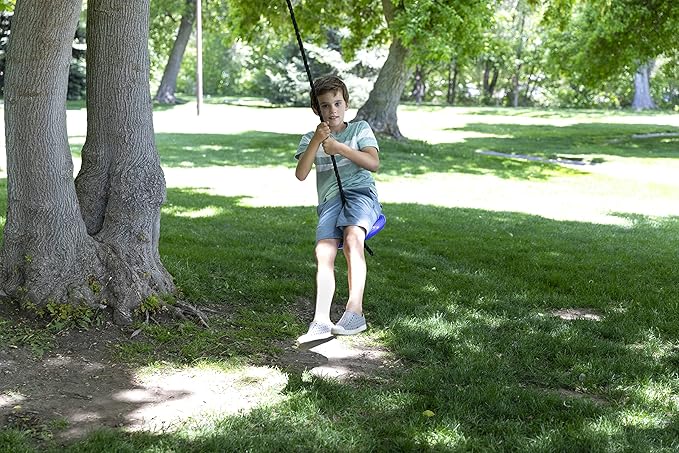 Squirrel Products Heavy Duty Plastic Tree Swing - Disc Rope Swing with Leg Protectors - Additions & Replacements - Outdoor Play Equipment - Green