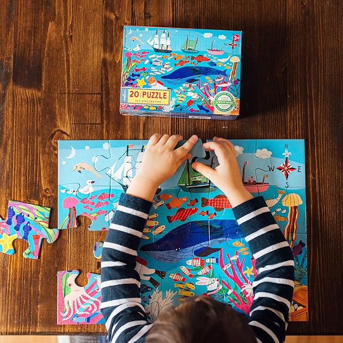 eeBoo 20 Piece Jigsaw Puzzle - Sea Exploration Children's Puzzle Ocean Themed, Large Pieces for Small Hands to Develop Motor Skills