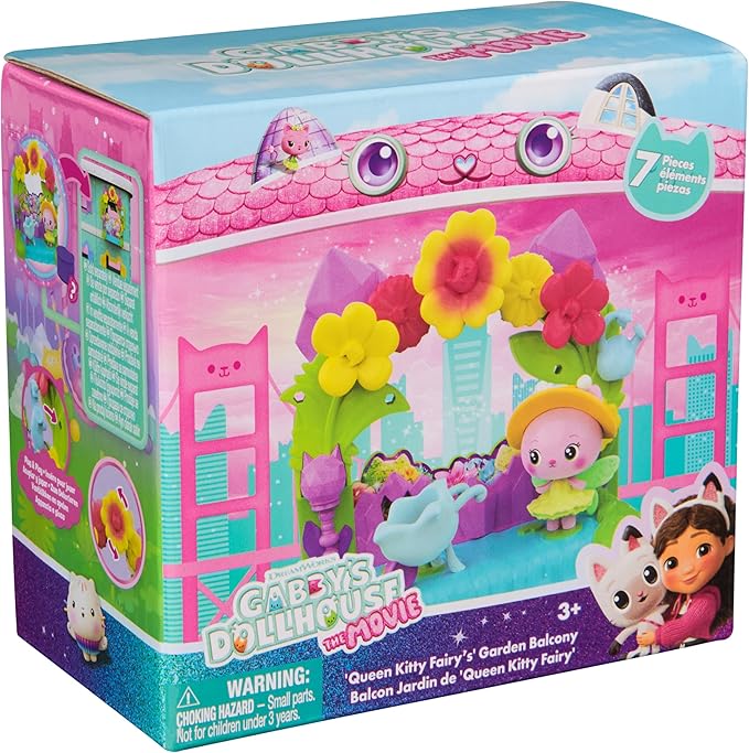 Gabby's Dollhouse: The Movie, Queen Kitty Fairy's Garden Balcony, with Toy Figure & Dollhouse Accessories, Kids Toys for Girls & Boys Ages 3 and Up