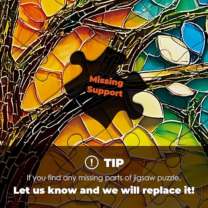 GUEETIC® Stained Glass Puzzle Tree of Life Puzzles for Adults 1000 Pieces, Impossible Hard Difficult Challenging Puzzles for Adults, Colorful Mosaic Tree of Life Jigsaw Puzzle 1000 Pieces