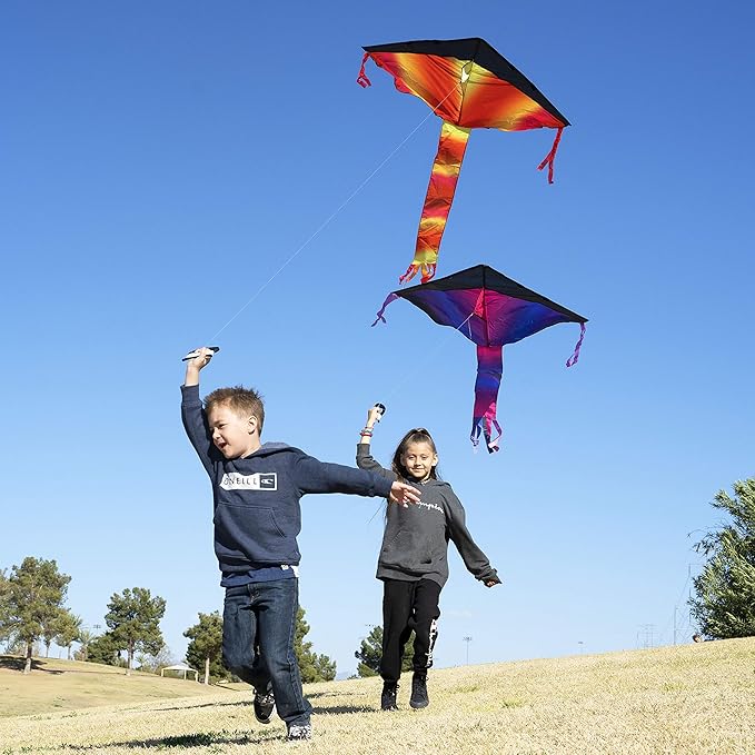 Joyin 3PCS Delta Kites for Adults & Kids, Easy to Fly Multicolor Kite with 262.5ft String, Large Beach Flying Toys for Family Activities, Outdoor Beach Games for Beginners Teens Adults