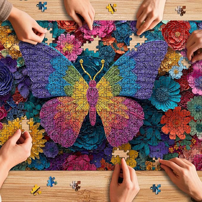 Butterfly Puzzles for Adults 1000 Pieces,Challenging Colorful Flower Butterflies Puzzles,Great Gift for Butterfly Lovers