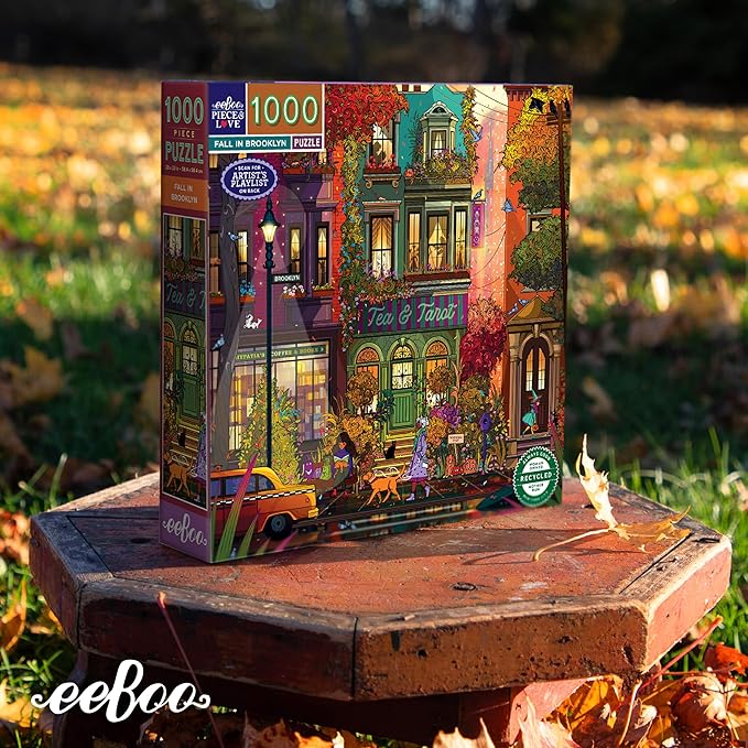 eeBoo 1000 Piece Puzzle - Fall in Brooklyn Jigsaw Puzzle for Adults, Square 23" x 23" Made with Recycled Board & Vegetable-Based Ink