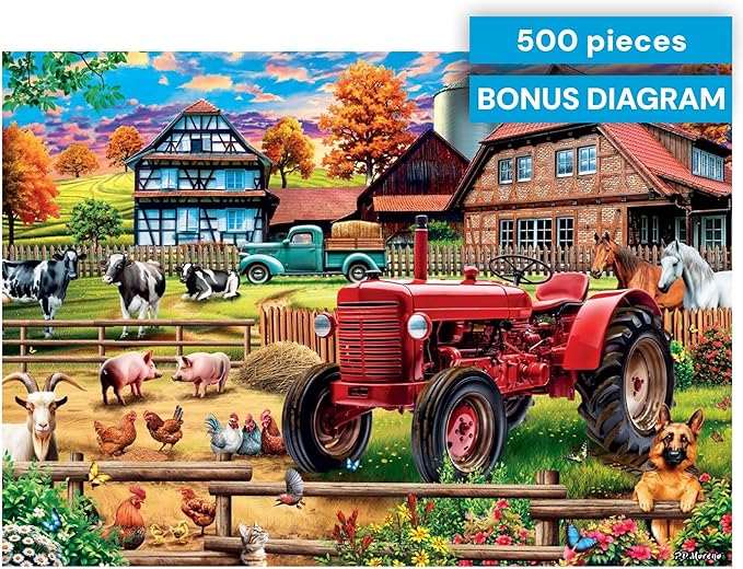 Buffalo Games - 500 Piece Jigsaw Puzzle PD Moreno European Countryside, Made in USA, Premium Recycled Board, Full-Color Poster, Giftable Art