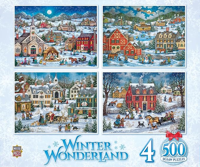 MasterPieces 2000 Piece Jigsaw Puzzle for Adults, Family, Or Kids - Winter Wonderland 4-Pack - 14"x19"