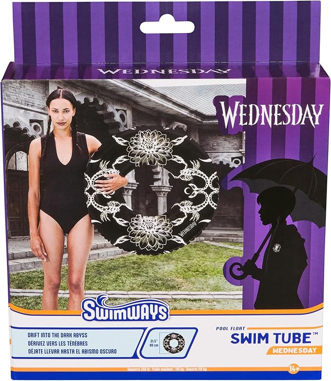 Swimways Wednesday Swim Tube Pool Float, Inflatable Pool Floats & Kids Pool Toys, Swimming Pool Accessories & Beach Essentials for Teens Aged 14 & Up