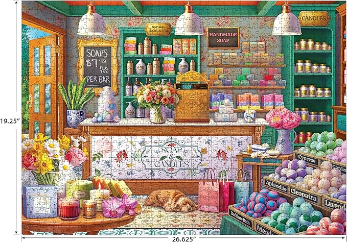 RoseArt - Kodak Premium - 1000 Piece Jigsaw Puzzle for Adults – Soap & Candle Shop – Cozy Boutique with Flowers, Candles & Bath Bombs – Relaxing Home Décor Scene – 26.625 x 19.25 Inches