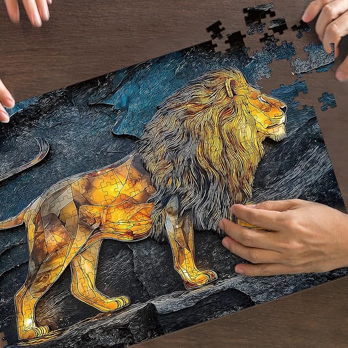 500 Piece Puzzles for Adults, Lion Jigsaw Puzzles 500 Pieces - Amber King, Impossible Puzzle for Home Decor, Finished Size 20.47 * 14.96”, with 1:1 Poster, Letter on The Back
