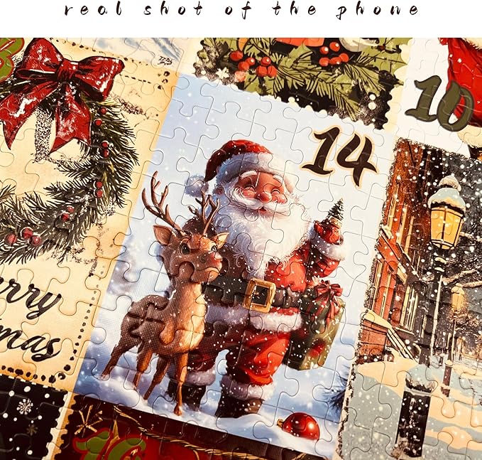 1000 Piece Christmas Puzzle for Adults, 24 Vintage Holiday Scenes Jigsaw Puzzle, 19.2 x 26.6 in Decorative Christmas-Themed Puzzle, Perfect and Family Activity