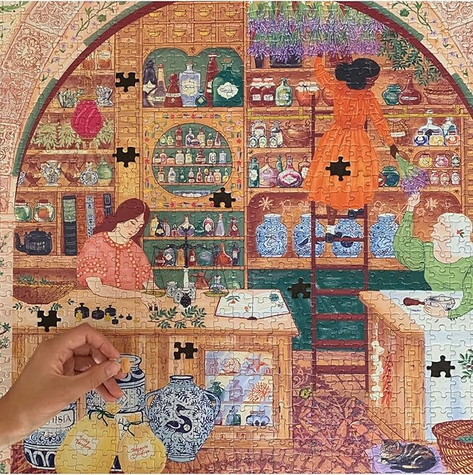 eeBoo 1000 Piece Puzzle - Ancient Apothecary Jigsaw Puzzle for Adults, Square 23" x 23" Made with Recycled Board & Vegetable-Based Ink