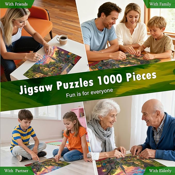 Jigsaw Puzzles for Adults 1000 Pieces - Church Lane, Village Church Puzzle for Adults, Challenging Art Jigsaw Puzzles - Little Chapel Puzzles 27.5" x 19.7" Home Decor Birthday Gifts