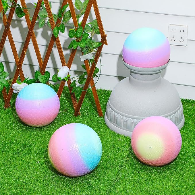 2 Pcs Macaron Playground Balls 8. 5 Inch Pastel Color Rubber Bouncy Balls for Kids Inflatable Colored Dodgeball Kickball Handball for School Backyard Beach Indoor Outdoor Games (Macaron)